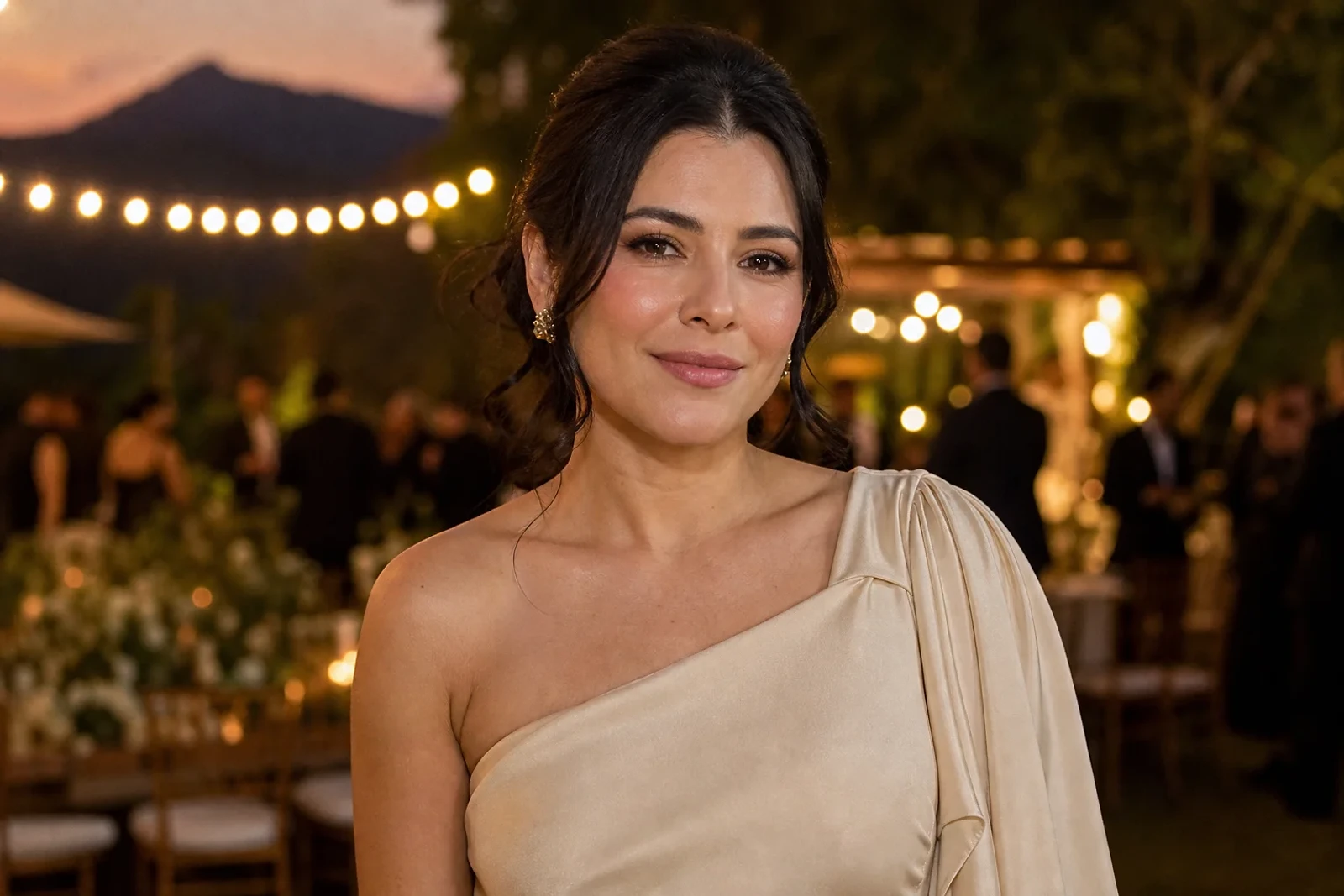 Look de maquillaje para eventos con piel luminosa y ojos topo en una celebración formal, inspiración de ZOE Salon Guatemala