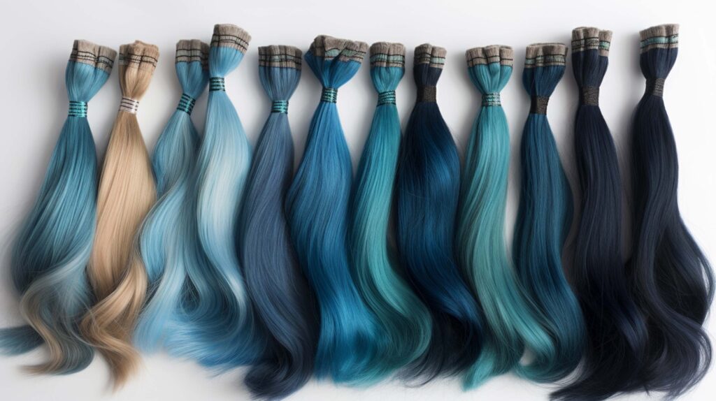 Extensiones en tono azul